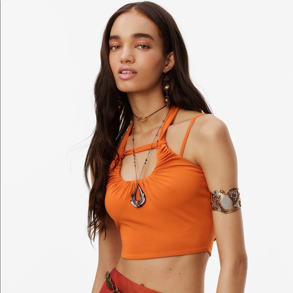 Zara Orange Limited Edition Ruched Crop Top - Picture 4 of 13